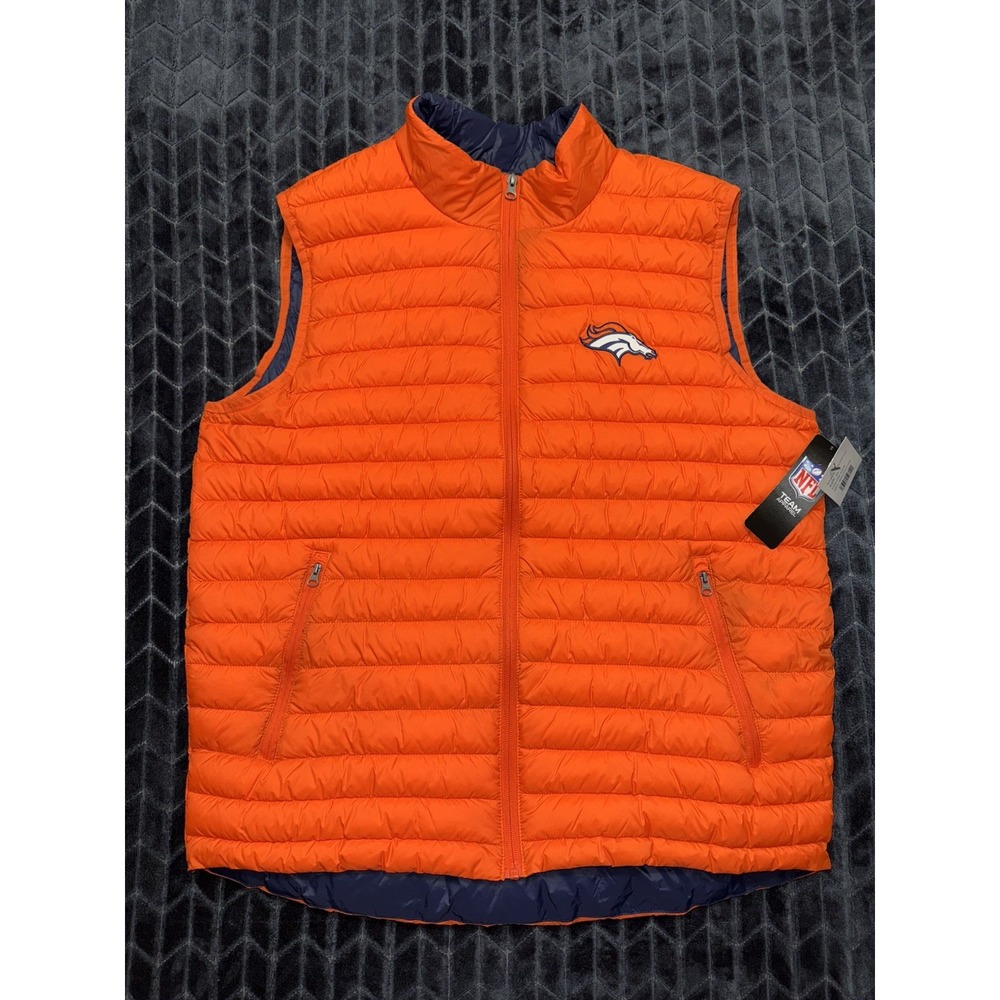 Denver Broncos Men's NFL Team Apparel Puffer Vest Full Zip Size XL NWT